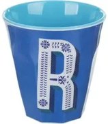 Bicchiere melammina blu lettera R 280 ml Maiolika