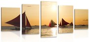 Quadri 5 pezzi – Splendido tramonto sul mare