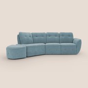 Cerbero divano angolare con pouf mobile in morbido bouclé impermeabile T07 carta da zucchero