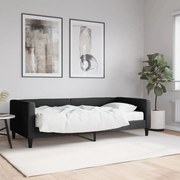 Divano letto con materasso nero 90x200 cm in tessuto