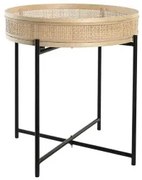 Vaso DKD Home Decor Naturale Nero Metallo Rattan Scandinavo (43 x 43 x 46 cm)