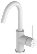 Rubinetto per lavabo getto laminare cristallino TAYRONA bianco verniciato opaco HUBER H 26.4 cm