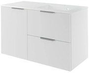 Mobile da bagno sotto lavabo Neo bianco laccato L 105 x H 64 x P 48 cm 2 cassetti 1 anta, lavabo non incluso