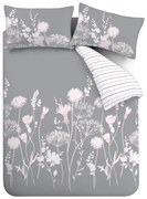 Set copripiumino e federa grigio per letto matrimoniale 200x200 cm Meadowsweet Floral – Catherine Lansfield