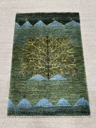 Loribaft Tappeto persiano 90x60 Verde (Iran) Annodato A Mano