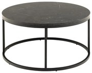 Tavolino rotondo nero con piano effetto marmo ø 80 cm Spiro - Actona