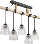 Lampadario su cavo LEANDRA 5xE27/15W/230V rovere/nero