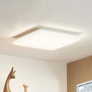 Prios Plafoniera LED Artin, 33 cm, bianco, angolare, sensore Artin PRIOS, Bianco / Opale, Bagno, Plastica, Moderno, Plafoniera