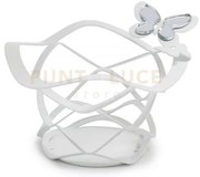Cestino butterfly decorato bianco in ferro e polimetilmetacrilato  ...