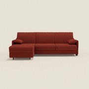 Primula divano letto angolare con materasso H18 cm - penisola contenitore in tessuto smacchiabile T05 rosso