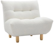 Poltrona scandinava in tessuto effetto lana bouclé bianco e legno chiaro YUMI