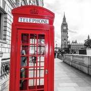 Stampa su tela London red cabin & Big Ben, multicolore 98 x 98 cm