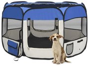 Box per cani pieghevole con borsa trasporto blu 110x110x58 cm