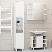 Set mobili da bagno 3 pz bianco lucido in truciolato