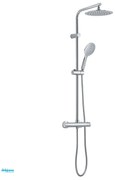 Gedy Colonna Doccia "Easy Mix 02" C/Miscelatore Termostatico e Deviatore Soffione Tondi Diam. 23 cm Kit Doccia a 3 Getti Cromo Lucido