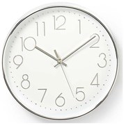 Nedis CLWA015PC30SR - Orologio da parete 1xAA bianco/argento