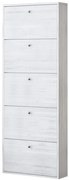 Scarpiera 5 ante L 73 x H 180 x P 15 cm 15 paia, grigio