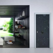 Porta scorrevole Secret Euclide nero L 73 x H 212 cm reversibile