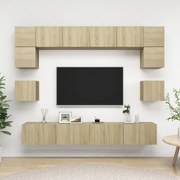 Set di mobili tv 8 pz rovere sonoma in legno multistrato