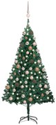 Albero di Natale Preilluminato con Palline Verde, Albero di Natale Preilluminato con Palline Verde 150 cm PVC