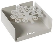 Porta tovaglioli albero della vita avorio in ferro 17x17x12cmh