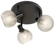 Faretto di design nero con vetro fumé 3 luci rotondo - Chico