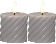 Set di 2 candele LED in cera grigia, altezza 7,5 cm Flamme Swirl - Star Trading