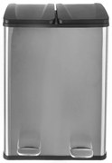 Cestino a pedale per rifiuti differenziati in acciaio inox in argento lucido 2x30 l Duo - Orion