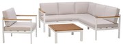 Salotto da giardino angolare per 5 persone bianco Oris NATERIAL con cuscini in poliestere beige