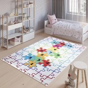 Tappeto per bambini con motivo a puzzle colorato  Larghezza: 80 cm | Lunghezza: 150 cm