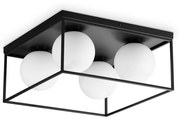 Plafoniera Contemporanea Lingotto Metallo Nero 4 Luci E14 28W Ip20