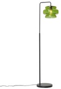 Lampada da terra retrò nera con vetro verde - Denise