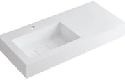 Lavabo integrale rettangolare vasca a sinistra L 100.5 x H 15 x P 46 cm in resina bianco