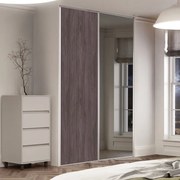 Kit anta scorrevole con binario OPTIMUM 2 ante marrone e specchio argento L 180 x H 270 cm