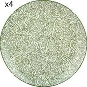 Set 4 piatti piani puntini verde porcellana Hanami