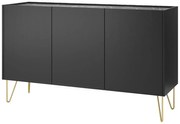 Credenza con 3 ante Nero effetto Marmo Nero e Dorato - PIOLUN di Pascal MORABITO