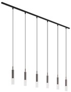 Sistema di illuminazione a binario moderno nero con 6 lampade a sospensione bronzo scuro monofase - Slimline Loyce