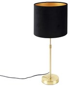 Lampada da tavolo oro / ottone con paralume in velluto nero 25 cm - Parte