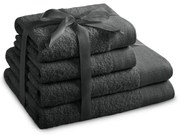 Set di asciugamani per viso e corpo tipo terry grigio scuro in cotone 4 pz Amari – Restilo