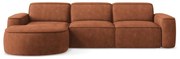 Divano angolare color terracotta (con penisola a sinistra/con chaise lounge) con rivestimento in ciniglia Omao – Makamii