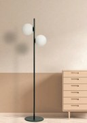 Miloox Jugen black edition lampada a Piantana da pavimento a due luci 20 cm in vetro soffiato bianco e montatura nera