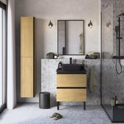 Mobile bagno da terra con lavabo, top incluso L 60 x H 58 x P 48.1 cm rovere liscio 2 cassetti Studio