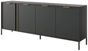 Credenza con 4 ante Antracite e Dorato - PAVELI