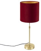 Lampada da tavolo oro / ottone con paralume in velluto rosso 25 cm - Parte