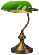 Lampada da tavolo classica intelligente bronzo con vetro verde incl. Wifi A60 - Banker
