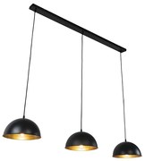 Lampada a sospensione industriale nera con oro 3 luci - Magnax