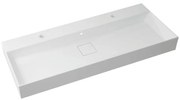 Lavabo a incasso rettangolare doppia vasca Neo L 120 x H 12 x P 49 cm in resina bianco lucido