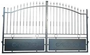 Cancello manuale battente Zerbion 4000 in ferro, apertura centrale, L 408.5, H 165-195 cm, di colore grigio zincato