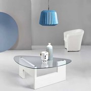 Tavolino da caffč piano in vetro base legno CASTORE Bianco