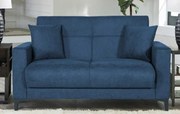 Divano letto Boston 2 posti con contenitore e braccioli, Blu Navy